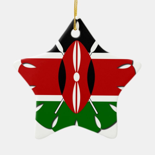 Round Kenyan Motif: En nationell symbol Julgransprydnad Keramik (Framsidan)