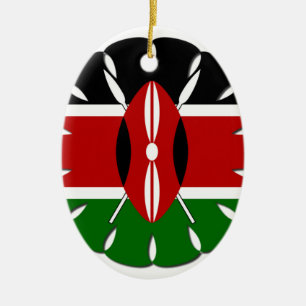 Round Kenyan Motif: En nationell symbol Julgransprydnad Keramik