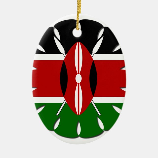 Round Kenyan Motif: En nationell symbol Julgransprydnad Keramik (Framsidan)