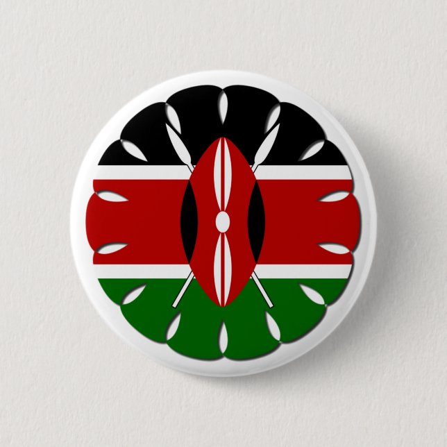 Round Kenyan Motif: En nationell symbol Knapp (Framsida)