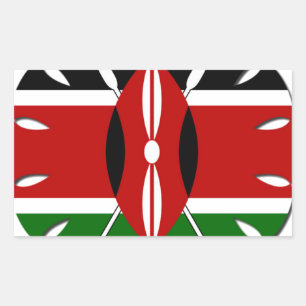 Round Kenyan Motif: En nationell symbol Rektangulärt Klistermärke