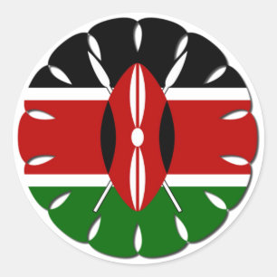 Round Kenyan Motif: En nationell symbol Runt Klistermärke
