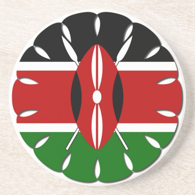 Round Kenyan Motif: En nationell symbol Underlägg Sandsten (Framsidan)