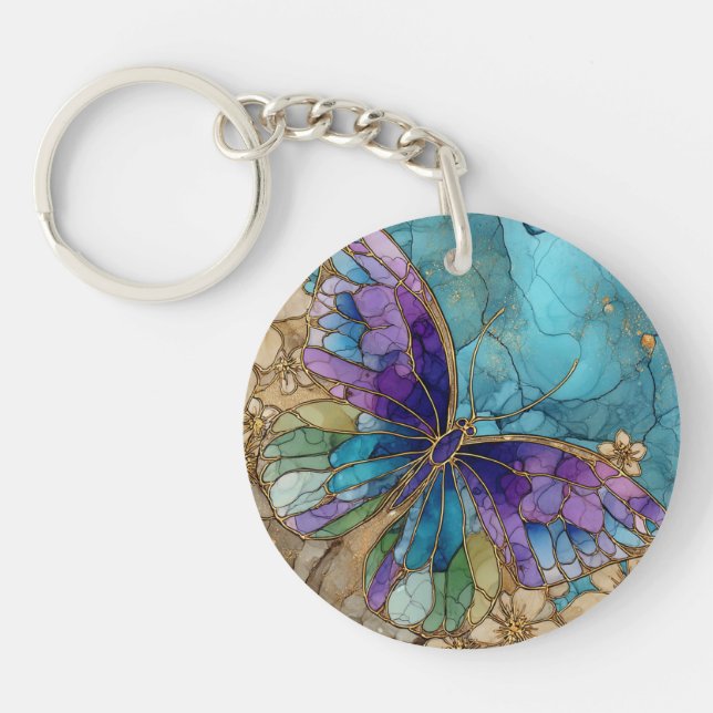 Round Keychain with a Watercolor Butterfly  (Framsidan)