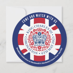 Round KUNG CHARLES III CORONATION Watch Party Inbjudningar
