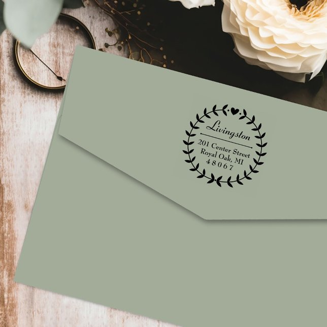 Round Laurel WandeFamily Returadress Självfärgande Stämpel (Skapare uppladdad)