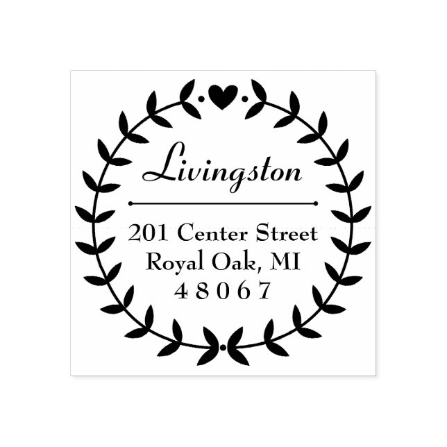 Round Laurel WandeFamily Returadress Stämpel (Tryck)