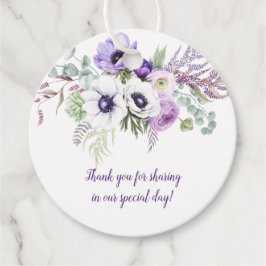 Round Lila Lavender White Blommigt Bröllop | Gåvor Etiketter