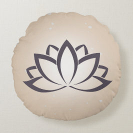 Round Lotus Symbol Dekorativ kudde Black och Tan