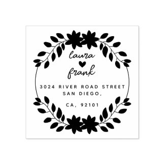 Round Löv par Namn Bröllop Returadress Stämpel