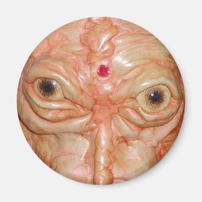 Round Magnet, "Brown Demon Ögon" Magnet (Framsidan)
