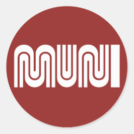 Round Maroon San Francisco Muni Sticker Runt Klistermärke