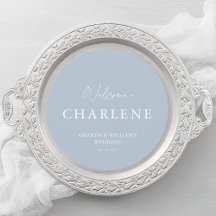 Round Menu med Guest Namn | Dusty Blue Bröllop