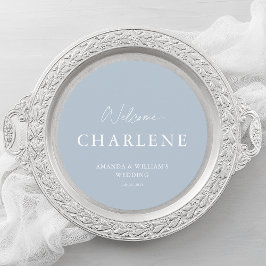 Round Menu med Guest Namn | Dusty Blue Bröllop Meny