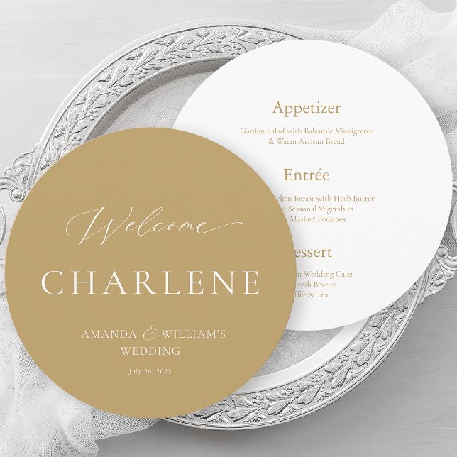 Round Menu med Guest Namn | Luxury Bröllop Meny (Skapare uppladdad)