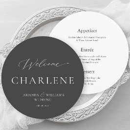 Round Menu med Guest Namn | Luxury Bröllop Meny
