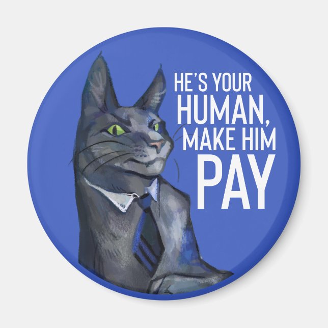 Round Meow Meow Puffytail Magnet (Framsidan)