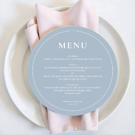 Round Modern Simple Dusty Blue Bröllop Menu Julkort