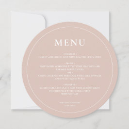 Round Modern Simple Vintage Rosa Bröllop Menu Julkort