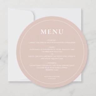 Round Modern Simple Vintage Rosa Bröllop Menu Julkort