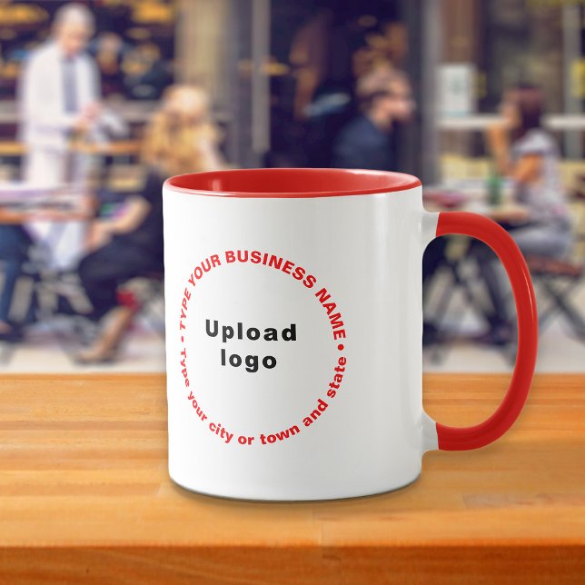 Round Mönster Business Brand Texter om Red Combo Mugg (Build brand name awareness. Round pattern business brand texts on red combo mug.)