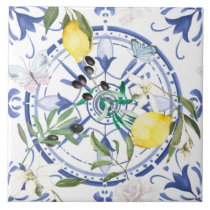 Round,ornate,Spansk panel,Medelhavet,citron, Kakelplatta