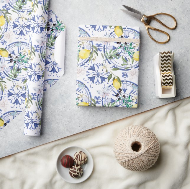 Round,ornate,Spansk panel,Medelhavet,citron, Presentpapper (Hantverk)