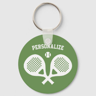 Round Padel tennis-keychain-presentspelare och flä Nyckelring