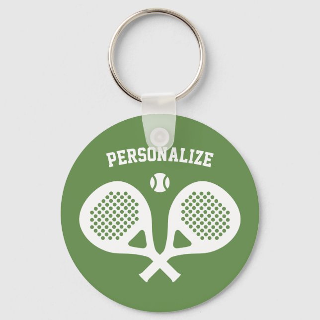 Round Padel tennis-keychain-presentspelare och flä Nyckelring (Framsida)
