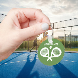 Round Padel tennis-keychain-presentspelare och flä Nyckelring