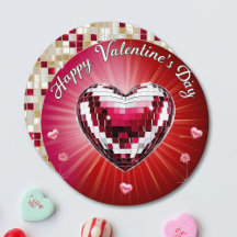 Round Personlig Disco Valentine Card