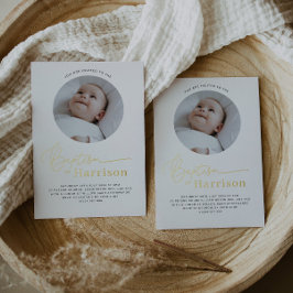 Round Photo Baptism - Guld