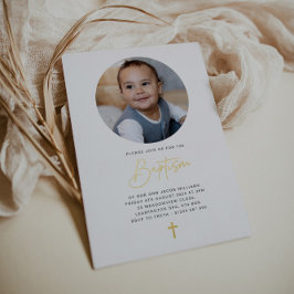Round Photo Minimalist Baptism - Guld