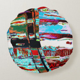 Round Pillow – Collapse Reflection Abstract Design Rund Kudde