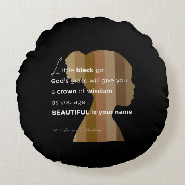 Round Pillow   "Ebony Woman" little black pillow Rund Kudde (Framsidan)