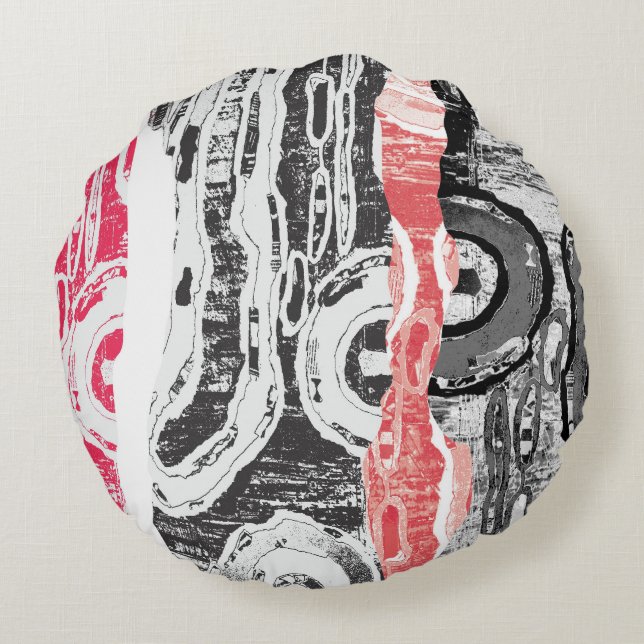 Round Pillow – Friction Lands Abstract Design Rund Kudde (Baksidan)