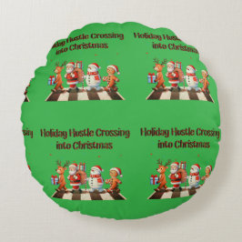 Round Pillow Helgdag Hustle Crossing in Christma Rund Kudde