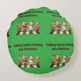 Round Pillow Helgdag Hustle Crossing in Christma Rund Kudde