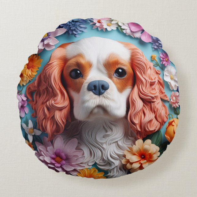 Round Pillow - Kung Charles Spain Rund Kudde (Framsidan)