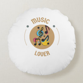 Round Pillow Music Älskare Rund Kudde