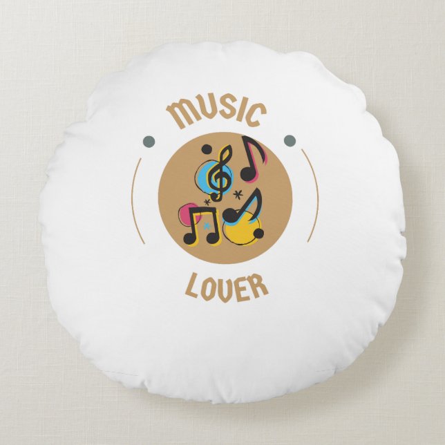 Round Pillow Music Älskare Rund Kudde (Framsidan)