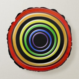 Round Pillow - Ringar i Rainbow Färg Rund Kudde