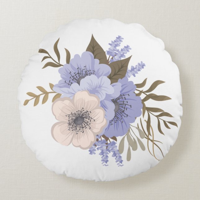 Round Pillow Vår blommor Rund Kudde (Framsidan)