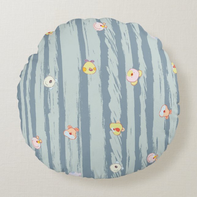 Round Pillow – Whimsy Faces Rund Kudde (Framsidan)