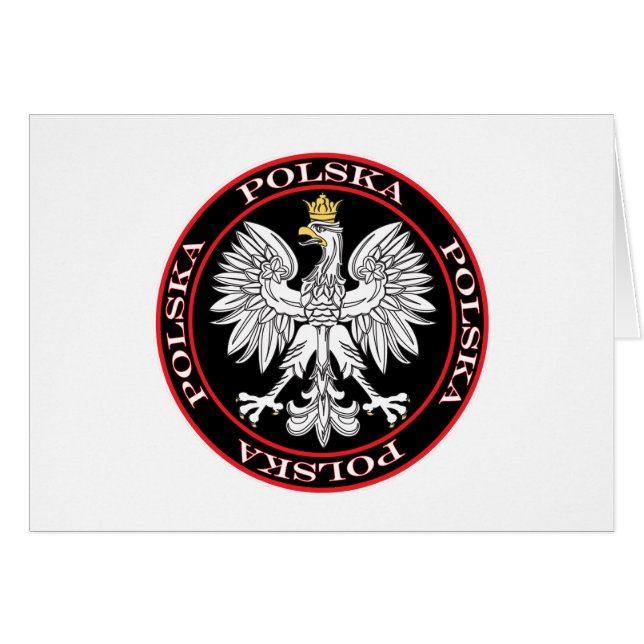 Round Polska Eagle Hälsningskort (Framsidan Horizontal)