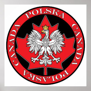 Round Polska Kanada Löv Poster