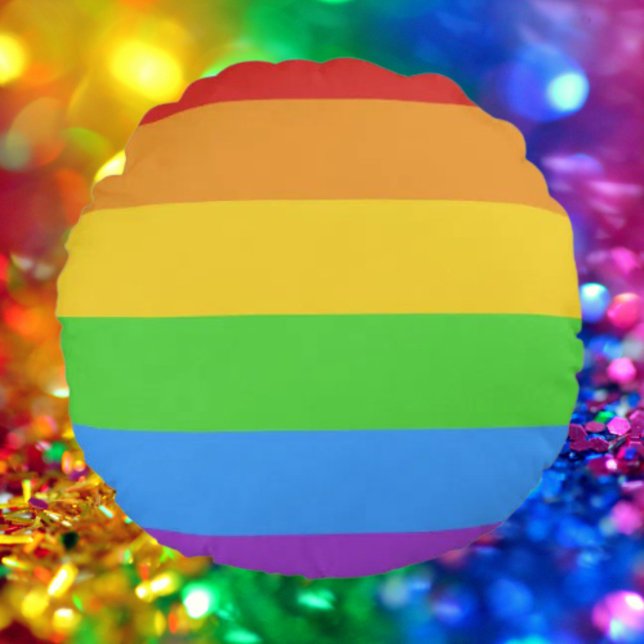 Round Pride: Regnbågsflagga Rund Kudde (Skapare uppladdad)