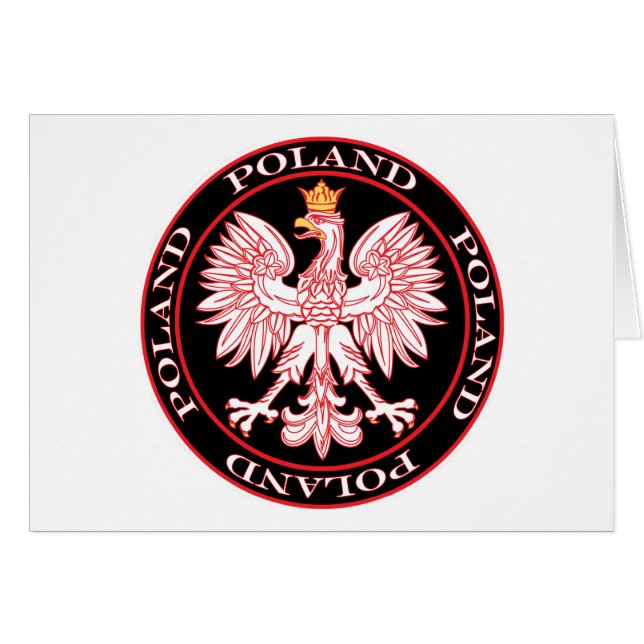 Round Red Poland Eagle Hälsningskort (Framsidan Horizontal)