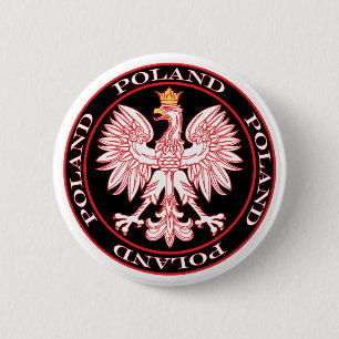Round Red Poland Eagle Knapp