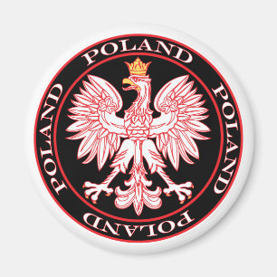Round Red Poland Eagle Magnet